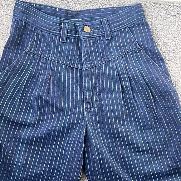 VTG L'ECHARDE Splinter's Inc. Pinstripe High Waist Pleated Denim Pants Size 5 - Picture 2 of 16